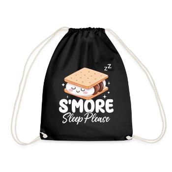 S'more Sleep Please Funny Toasted Marshmallow - Drawstring Bag - black - Front