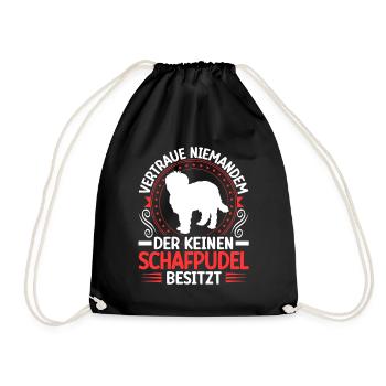Sheep Poodle I own a herding poodle - Drawstring Bag - black - Front
