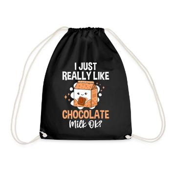 Funny Chocolate Milk Sweet Desserts Choccy - Drawstring Bag - black - Front