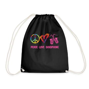 Saxophone Tie Dye Peace Love - Turnbeutel - Schwarz - Vorne
