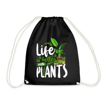 Plant Lover Gardening Life Is - Drawstring Bag - black - Front