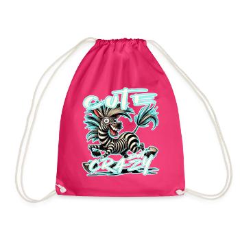 Cute but Crazy Zebra Comic Style Funny Motif - Drawstring Bag - fuchsia - Front