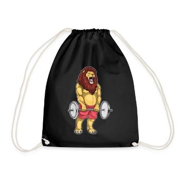 Lion Bodybuilder Barbell Bodybuilding - Drawstring Bag - black - Front