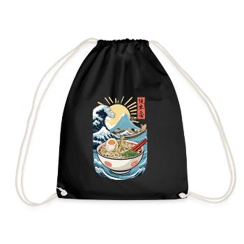 Ramen Noodles Ukiyo-E Japanese Retro Streetwear - Drawstring Bag - black - Front
