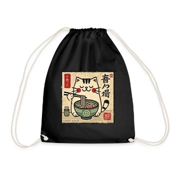 Amant de ramen Kawaii Cat Retro Japon - Sac de sport léger - noir - Devant