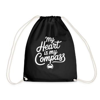 Cancer Zodiac Sign My Heart My Compass - Drawstring Bag - black - Front