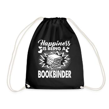 Bookbinder Happiness Is Being A Bookbinder - Drawstring Bag - black - Front