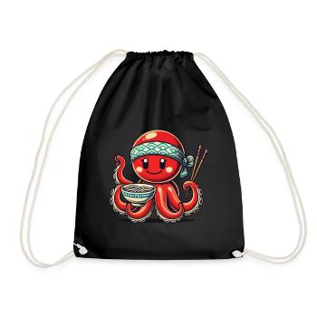 Japanisch Ramen Nudeln Anime Oktopus - Turnbeutel - Schwarz - Vorne