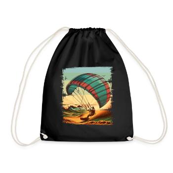 Kitesurfen Kitesurfer Kiteboard - Turnbeutel - Schwarz - Vorne