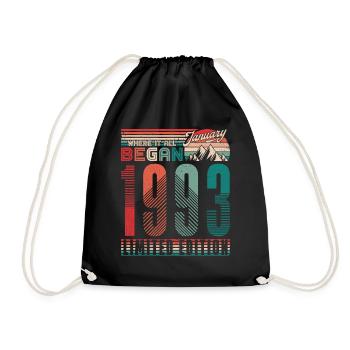 Anniversaire 1993 Vintage Janvier Rétro Cadeau - Sac de sport léger - noir - Devant