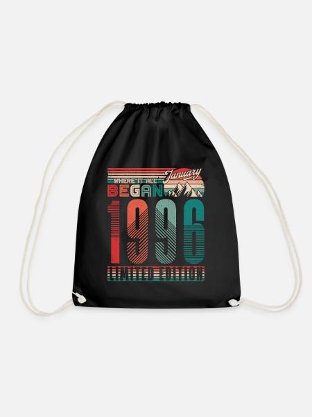 Geburtstag 1996 Jahrgang Januar Retro Geschenk - Turnbeutel - Schwarz