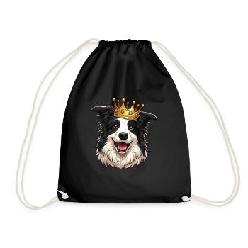 vintage Border Collie Dog - Turnbeutel - Schwarz - Vorne