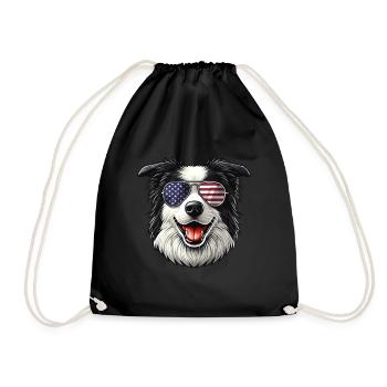 vintage Border Collie Dog - Turnbeutel - Schwarz - Vorne