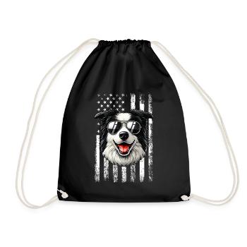 vintage Border Collie Dog - Turnbeutel - Schwarz - Vorne