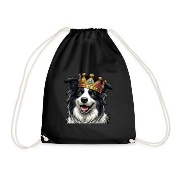vintage Border Collie Dog - Turnbeutel - Schwarz - Vorne