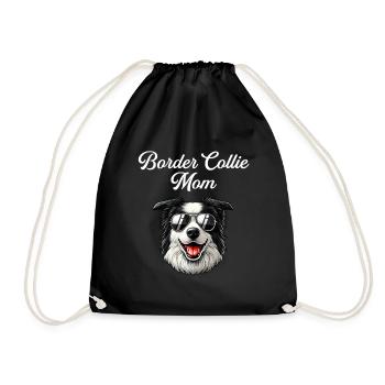vintage Border Collie Dog - Turnbeutel - Schwarz - Vorne