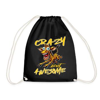 Crazy but Awesome Giraffe Comic Stil - Turnbeutel - Schwarz - Vorne