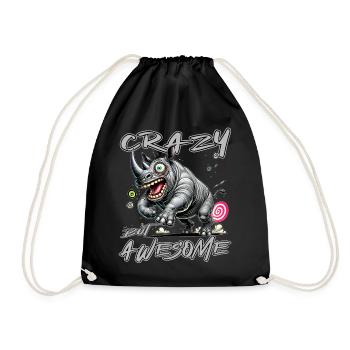 Crazy but Awesome Nashorn Comic Stil - Turnbeutel - Schwarz - Vorne