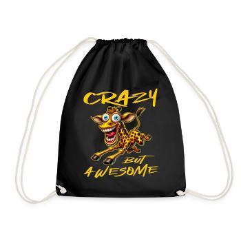 Crazy but Awesome Giraffe Comic Stil - Turnbeutel - Schwarz - Vorne