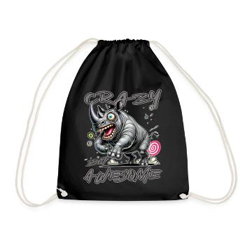 Crazy but Awesome Nashorn Comic Stil - Turnbeutel - Schwarz - Vorne