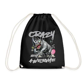 Crazy but Awesome Nashorn Comic Stil - Turnbeutel - Schwarz - Vorne