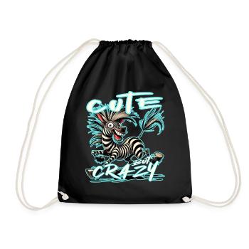 Cute but Crazy Zebra Comic Style Funny Motif - Drawstring Bag - black - Front