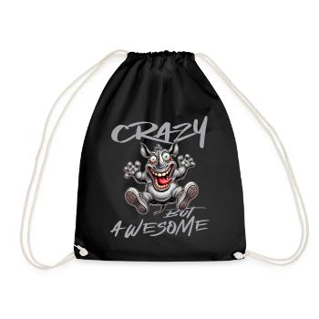 Crazy but Awesome Nashorn Comic Stil - Turnbeutel - Schwarz - Vorne