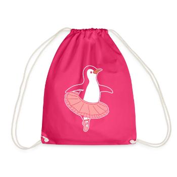 Pinguin Ballerina Im Tutu Tanz - Turnbeutel - Fuchsia - Vorne