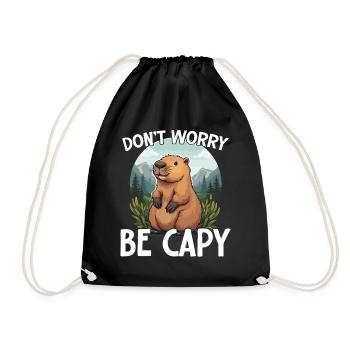 Mach Dir Keine Sorgen, Sei Capy Funny Capybara - Turnbeutel - Schwarz - Vorne