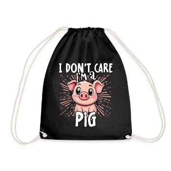 I don't care I'm a pig - süßes Schwein - Turnbeutel - Schwarz - Vorne