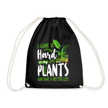 Plant Lover Gardening I Work Hard - Turnbeutel - Schwarz - Vorne
