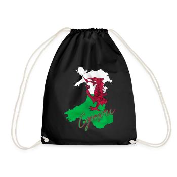 Flag of Wales, Welsh pride - Drawstring Bag - black - Front