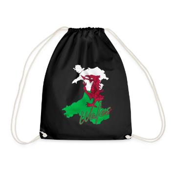 Flag of Wales, Welsh pride - Drawstring Bag - black - Front