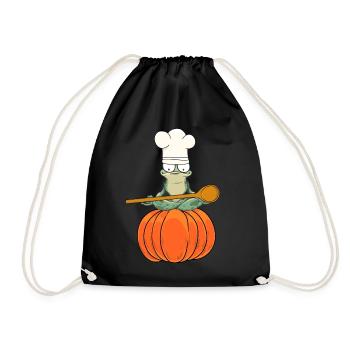Frosch Kürbis Koch Kochkunst Halloween kochen - Turnbeutel - Schwarz - Vorne