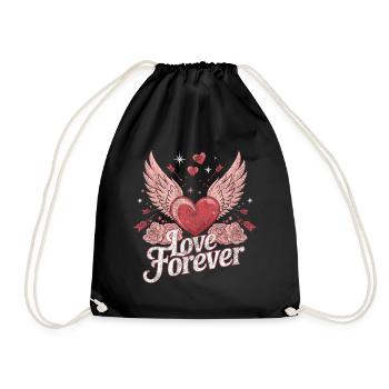 Love Forever – Romantisches Valentinstag Design - Turnbeutel - Schwarz - Vorne