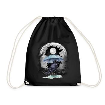 Halloween, oiseau, corbeau, corbeau, corbeau, forêt, lune - Sac de sport léger - noir - Devant