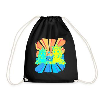 Child Kids Baby Retro Unicorns Unicorn 80s 90s - Drawstring Bag - black - Front