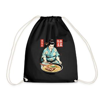 Japanisches Ramen Ukiyo-E Retro Ästhetik Art - Turnbeutel - Schwarz - Vorne
