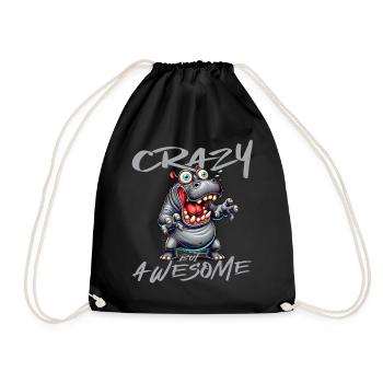 Crazy but Awesome Nilpferd Comic Stil - Turnbeutel - Schwarz - Vorne