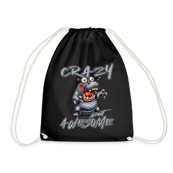 Crazy but Awesome Nilpferd Comic Stil - Turnbeutel - Schwarz - Vorne