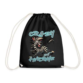 Crazy but Awesome Zebra Comic Stil - Turnbeutel - Schwarz - Vorne