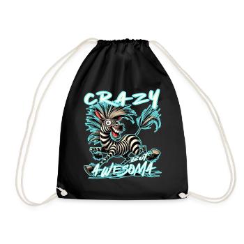 Crazy but Awesome Zebra Comic Stilb - Drawstring Bag - black - Front