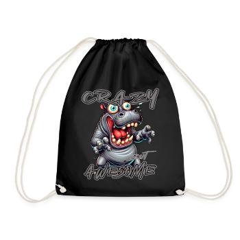 Crazy but Awesome Nilpferd Comic Stil - Turnbeutel - Schwarz - Vorne