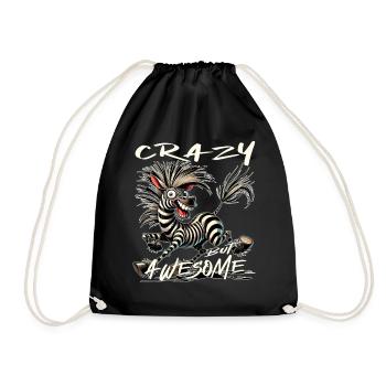 Crazy but Awesome Zebra Comic Stil - Turnbeutel - Schwarz - Vorne