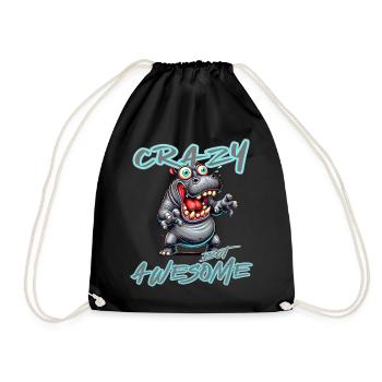 Crazy but Awesome Nilpferd Comic Stil - Turnbeutel - Schwarz - Vorne