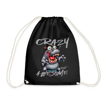 Crazy but Awesome Nilpferd Comic Stil - Turnbeutel - Schwarz - Vorne