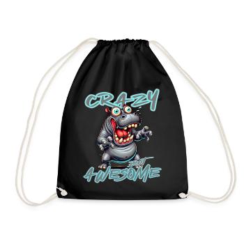 Crazy but Awesome Nilpferd Comic Stil - Turnbeutel - Schwarz - Vorne