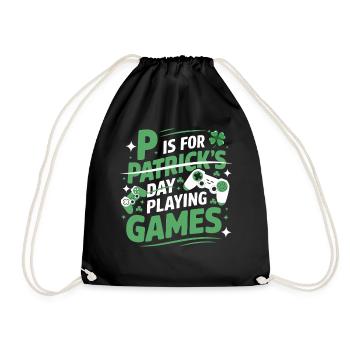 Gaming Shamrock P is for Patrick's Day Gamer men - Drawstring Bag - black - Front