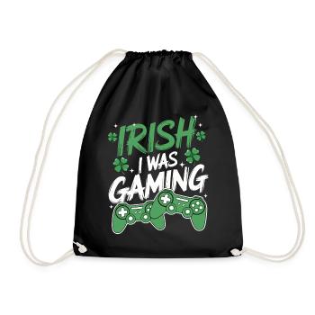 Irish I Was Gaming St Patrick's Day Gamer Men kids - Drawstring Bag - black - Front