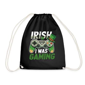 Irish I Was Gaming St Patrick's Day Gamer Men kids - Drawstring Bag - black - Front